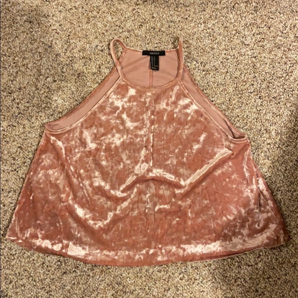 Pink Velvet Halter Tank Top